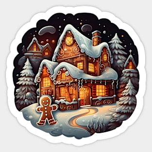 Xmas Gingerbread man house Sticker